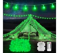 12M 100 LED St Patrick's Day Battery Fairy Lights Indoor Outdoor Globe String Lights Christmas Lights Waterproof with Remote Timer 8 Modes for Garden Patio Bedroom Party Camping Decorations-Green