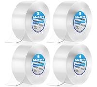 12M/40FT Double Sided Tape Heavy Duty, 4 Rolls Double Sided Sticky Tape Carpet Tape, Removable Reusable Traceless Transparent Strong Nano Mounting Tape for Walls, Photos, Posters, Kitchen, Party, Car1