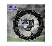 (12M Black Kit) A11 Electric sprayer 12V water pump 6M -18M disinfection watering kits 6mm slip lock fine fog nozzles garden mist cooling