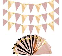 12M Glitter Paper Bunting Banner-60PCS Triangle Flag Garland-9.5x14CM Bunting Pennant Banner for Birthday Wedding Party Supplies Decoration