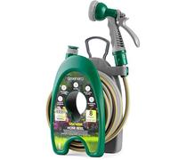 12M Mini Garden Hose Pipe, 39ft Compact Hosepipe with 8-Pattern Water Spray Gun, Adjustable Nozzles, Stand, Portable Hosepipe Garden Hose Reel,for Small Gardens, Patio Balconies