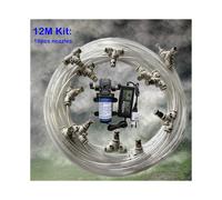 (12M Transparent Kit) A11 Electric sprayer 12V water pump 6M -18M disinfection watering kits 6mm slip lock fine fog nozzles garden mist cooling