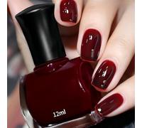 12ml Red Nail Polish,Dark Re/d Nail Varnish,Quick Dry Nail Polish,Wine R/ed N/ail Varnish,Long Lasting Nai/l Varnish,Cherry Red N/ail Polish with Water Based Formula,Na/il Polish DIY Nail Art