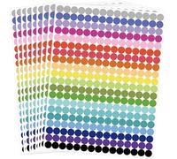 12mm (1/2 Inch) Coloured Round Dot Stickers, 20 Vibrant Colours, 6000 Pcs - Self Adhesive, Writable Labels for Colour Coding, Office File Organising, Home Storage, School Classroom & Craft Projects