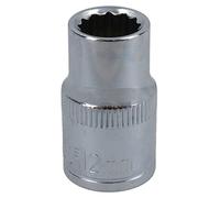 12mm 1/2in Drive Shallow Metric MM Socket 12 Sided Bi-Hex Knurled Ring