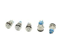 12mm 12V 24V 220V Self-locking Self Latching Push Button Locked Flat Head Fixed LED Metal Switch Logo 1Pcs(Green,24 V)