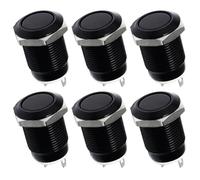 12mm 12V IP65 Momentary Self Reset Small Metal Push Button Switch 2pin 1NO 3A/250V 6Pcs(Flat Round-Black)