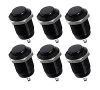 12mm 12V IP65 Momentary Self Reset Small Metal Push Button Switch 2pin 1NO 3A/250V 6Pcs(High Round-Black)