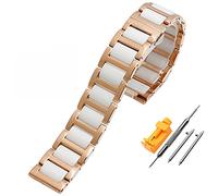 12Mm 14Mm 16Mm 18Mm 20Mm 22Mm Stainless Steel Ceramic Watch Strap Men Women Butterfly Buckle Bracelet Band Steel Watch Band /18Mm/Silver Black