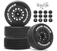 12mm/14mm/17mm Hex RC Wheels and Tires RC Truck Tires 1/10 Scale Tyres Detachable Replacement RC Car Tires RC Car Wheels for Arrma Senton Tires Slash Tires Axial Redcat Rc4wd Hex (Black B)