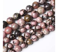 12mm 32pcs Natural Black Lace Rhodonite Beads Healing Power Stones Round Loose Gemstone Beads for Jewelry Making DIY 15"