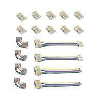 12mm 6 pin connector kit for RGB CCT COB LED Strip Light, Solderless Double End Extension Connector, L/Angle Connector, Bar - to Line Connector, No Backlash Connector,