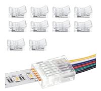 12mm 6-pin wide LED strip connector solderless, 10pcs, 6 wires, for waterproof or non-waterproof LED strip light, clear track lighting connection