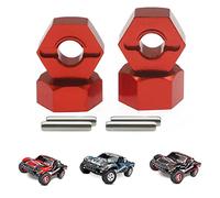 12mm Aluminum Hex Wheel Hubs Nuts w/Pins for 1/10 Traxxas Slash 4x4 & Stampede 2WD 4WD Short Course RC Car，4PCS (Front & Rear) Wheel Hex Hub Adaptor,Replacement of 1654,Red