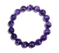 12MM Amethyst Bracelet for Men | Natural Third Eye & Crown Chakra Crystal | Fits for 8-8.5" Large Wrist | Emotional Healing Spiritual Gift for Talismans & Amulets & Talismans Amulets & Feng Shui