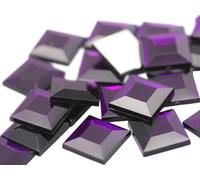 12mm Amethyst .NAT02 Flat Back Square Acrylic Jewels Pro Grade - 40 Pieces