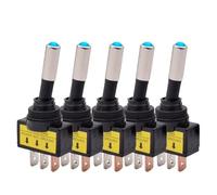 12mm Auto Car Illuminated Toggle Switch ASW-15D SPST 2 Position 3pin ON OFF 12V 24V DC Red Green Blue Yellow White LED 5/10pcs(Blue LED,5pcs,24V)