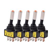 12mm Auto Car LED Illuminated Toggle Switch ASW-15D SPST 2 Position 3pin ON OFF 12V 24V DC Red Green Blue Yellow White 5/10pcs(Red LED,5pcs,12V)