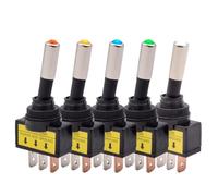 12mm Auto Car LED Illuminated Toggle Switch ASW-15D SPST 2 Position 3pin ON OFF 12V 24V DC Red Green Blue Yellow White 5/10pcs(5 Colors LED,10pcs,12V)