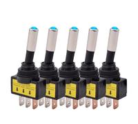 12mm Auto Car LED Illuminated Toggle Switch ASW-15D SPST 2 Position 3pin ON OFF 12V 24V DC Red Green Blue Yellow White 5/10pcs(Blue LED,5pcs,24V)