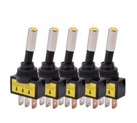 12mm Auto Car LED Illuminated Toggle Switch ASW-15D SPST 2 Position 3pin ON OFF 12V 24V DC Red Green Blue Yellow White 5/10pcs(Yellow LED,10pcs,12V)