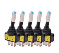 12mm Auto Car Toggle Switch ASW-15D SPST 2 Position 3pin ON OFF 12V DC Red Green Blue Yellow White 5/10Pcs(Blue LED,10pcs)