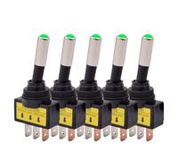 12mm Auto Car Toggle Switch ASW-15D SPST 2 Position 3pin ON OFF 24V DC Red Green Blue Yellow White 5/10Pcs(Green LED,10pcs)