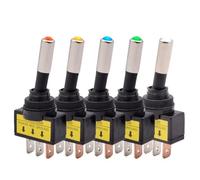 12mm Auto Car Toggle Switch ASW-15D SPST 2 Position 3pin ON OFF 24V DC Red Green Blue Yellow White LED 5/10Pcs(5 Colors LED,5pcs)