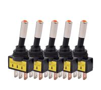 12mm Auto Car Toggle Switch ASW-15D SPST 2 Position 3pin ON OFF 24V DC Red Green Blue Yellow White LED 5/10Pcs(Red LED,5pcs)