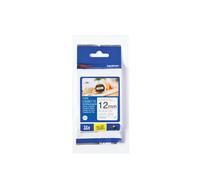 12mm Black on White Standard Adhesive Laminated TZe Tape Cassette (4 metres)