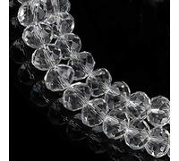 12MM Clear Glass Crystal Beads Faceted Rondelle Shape Beads for Jewelry DIY or Making & Design (12MM, GB-1007)