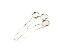 12mm Copper Cabochons 3 Bases Comb Hairpins Blank Settings Hair Clips Diy Making Accessories 35x65mm 5pcs(Silver)
