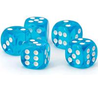 12mm D6 Dice turquoise blue transparent/white - Made in Germany! - 10 Pcs