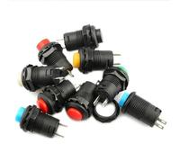 12mm DS-428/427Round Button Switch With Lock Self-locking No Self Reset Red Green White Yellow 6Pcs(Mixed color lock)