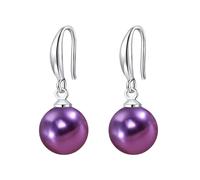 12mm Faux Pearl Dangle Earrings - Drop Earrings with Fish Hook Design - Elegant Multicolor Options for Women’s Jewelry, M, Faux pearl, No Gemstone