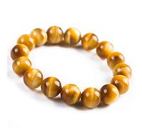 12mm Genuine Natural Gold Tiger Eye Gemstone Crystal Round Beads Bracelet