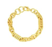 12mm Gold Heavyweight Stars & Bars Bracelet, 8-Inch, 74g, Gold Plated - Bling King London