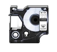12mm Label Tape Black On White Compatible for D1 45013 45803 Ribbon for Label Manager 350 450D 200 Label Printers Compatible(White on Clear)