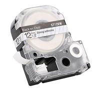 12mm Laminated Adhesive Label Tape Compatible for LW Series Label Printer Black on Clear Walfront