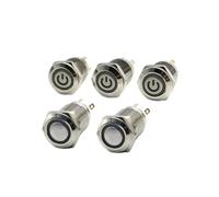 12mm LED Metal Button Switch Momentary Power Switch 5V/12V/24V 1pcs(White Led,MOMENTARY_POWER_220V)