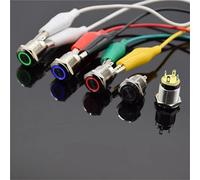 12mm Metal Push Button Switch Flat Head Ring 3-6V 12V 24V 220V Self-reset Momentary Car Auto Eng Red Green 1Pcs(Red reset,3-6V)