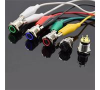 12mm Metal Push Button Switch Flat Head Ring 3-6V 12V 24V 220V Self-reset Momentary Car Auto Eng Red Green 1Pcs(White reset,3-6V)