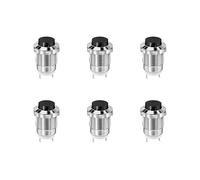 12mm Metal Push Button Switch High Head Momentary 1NO Self-reset Welding Feet 6pcs(Black 6 PCS)