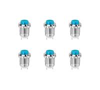 12mm Metal Push Button Switch High Head Momentary 1NO Self-reset Welding Feet 6pcs(Blue 6 PCS)