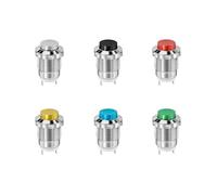 12mm Metal Push Button Switch High Head Momentary 1NO Self-reset Welding Feet 6pcs(Each color 1 PCS)