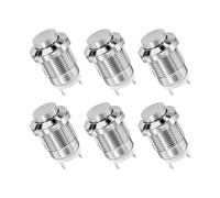 12mm Metal Push Button Switch High Head Momentary 1NO Self-reset Welding Feet 6pcs(Silver 6 PCS)