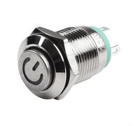 12mm Metal Push Button Switch with Flat LED Indicator Light - 12V-24V DC Power Switch, Normally Open, Stainless Steel, IP67 Waterproof, for Indust(Green)
