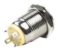 12mm Metal Push Button Switch with LED Indicator Light for Industrial Devices DC 12V 24V Waterproof and Self Reset Flat Head Design (White)