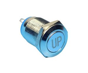 12mm Momentary IP65 Flat Head Words "UP" Shortest Push Button Switch Nickel Plated Brass Metal Shell Switch IDGTTLDF