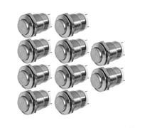 12mm Momentary Push Button Switch IP65 Waterproof Metal Self Reset Tactile 3A 250V High Round for DIY Electronics Industrial Control Panel Doorbell Computer Repair Parts Silver 10pcs